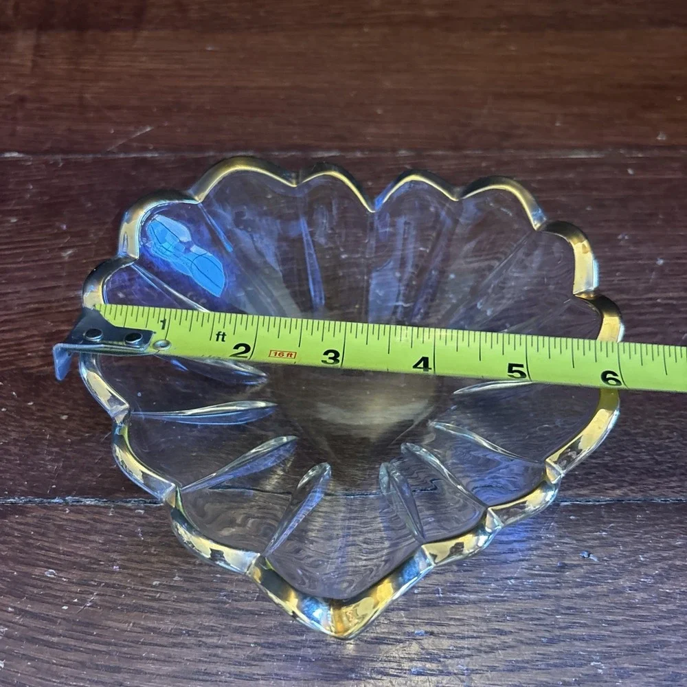 Vintage‎ Savoir Vivre Crystal Gold Trim Heart Shape Trinket/candy Dish-Japan